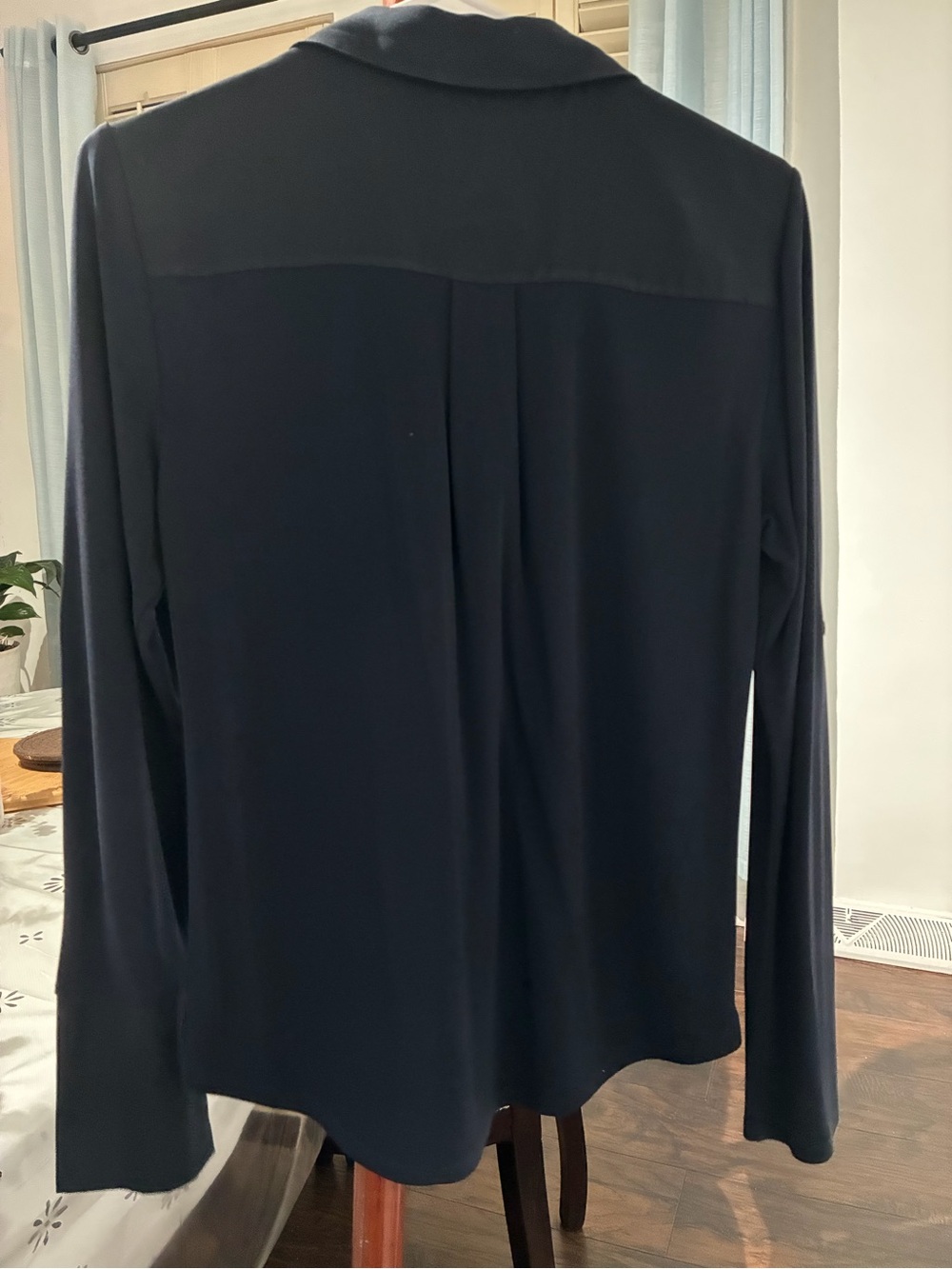 Ann Taylor Long-Sleeve Navy Button-Down Shirt
